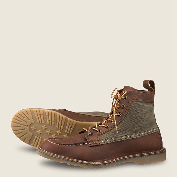 Red Wing Mens Weekender Canvas Moc - 6-inchr Rough & Tough Leather - Heritage Boots Brown - 0269GBRC